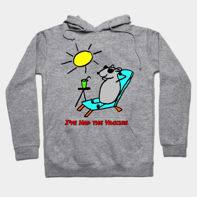 Vaccinated Cartoon Rat Relaxing Hoodie by Michelle Le Grand